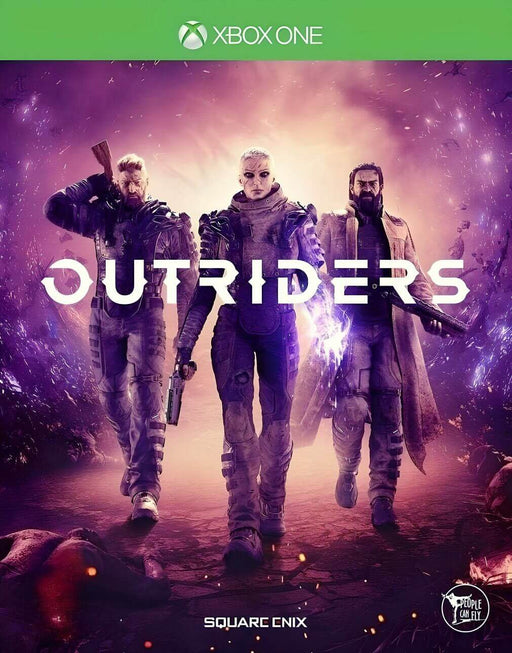 Cover image for Outriders on Xbox One and Series X|S, featuring three armed heroes ready for battle in a hostile alien world. Buy your Outriders CD Key at RushGame.co for instant download