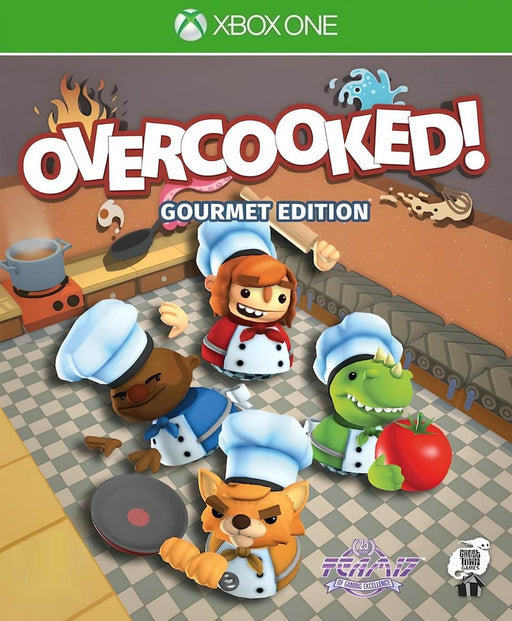 Cover art from Overcooked: Gourmet Edition for Xbox One, featuring charming chef characters in a chaotic kitchen setting. Get your Overcooked Xbox One CD Key now at RushGame.co for instant digital delivery.