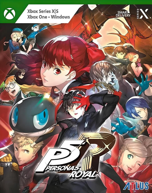 Cover art for Persona 5 Royal Xbox Series X|S, Xbox One, and Windows edition, featuring all major Phantom Thieves characters. Buy your Persona 5 Royal digital key for Xbox or PC now at RushGame.co