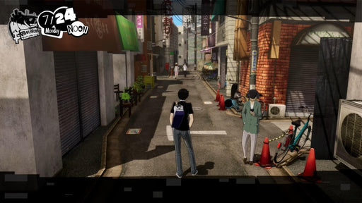Daytime street exploration in Persona 5 Strikers PC Steam, featuring the protagonist navigating the city between missions. Explore Japan and fight the shadows—buy your Persona 5 Strikers Steam key now at RushGame.co