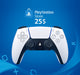 Promotional image of a PlayStation Network Card worth $25 USD, featuring a PlayStation DualSense controller on a blue background – get your PlayStation Store $25 Card US instantly at RushGame.co