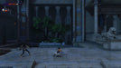 In-game screenshot from Prince of Persia: The Lost Crown on Xbox, featuring a combat scene between the protagonist and an enemy in an ancient palace courtyard. Get your Xbox digital key at RushGame.co and dive into the action