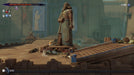 Gameplay scene from Prince of Persia: The Lost Crown for Xbox, with the player slashing through enemies beneath a towering ancient statue. Buy the digital key now from RushGame.co and join the adventure