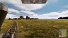 First-person train ride view in Railway Empire (PC Steam), with a scenic route heading toward a growing town — unlock immersive rail tycoon gameplay at RushGame.co