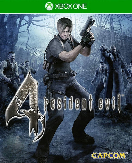 Cover art of Resident Evil 4 for Xbox One, featuring Leon S. Kennedy ready for action against a horde of infected villagers. Buy the Resident Evil 4 Xbox One CD Key US now at RushGame.co for instant delivery