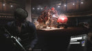 Intense boss battle in Resident Evil 6 showing Leon facing a grotesque mutated creature near a fuel tanker – buy the complete Resident Evil Triple Pack at RushGame.co