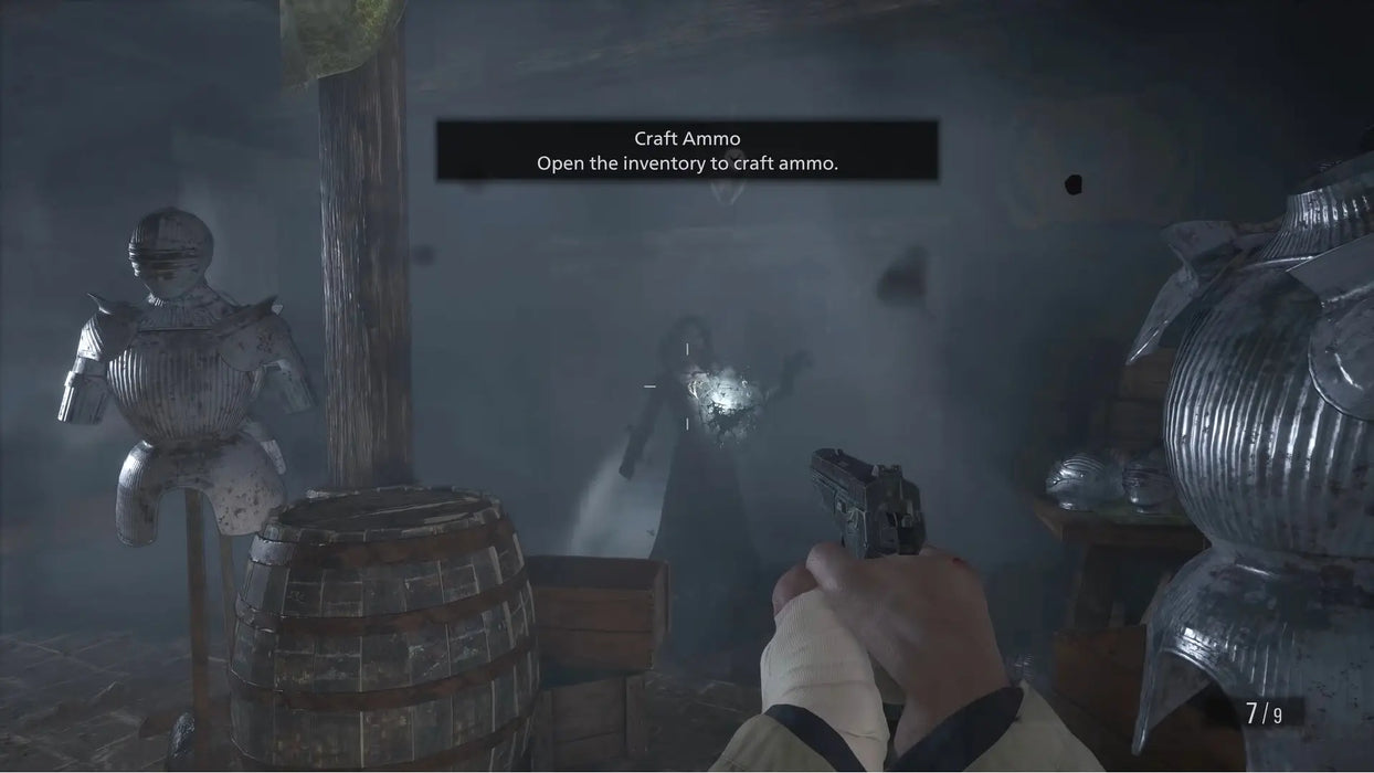 Close-range gunfight inside a foggy castle room in Resident Evil Village. Experience survival horror today – purchase your Resident Evil Village Xbox One CD Key from RushGame.co