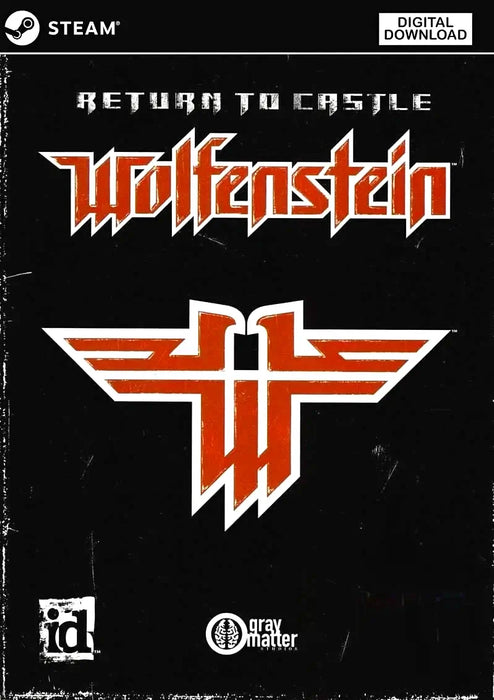 cover art of Return to Castle Wolfenstein for Steam, showcasing the iconic logo and title. Buy the digital game key now at RushGame.co for instant access