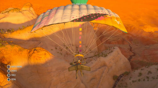 Gameplay screenshot from Riders Republic DLC Year 1 Pass, capturing thrilling paragliding action over Zion’s Plateau at sunset. Available now for Xbox platforms at RushGame.co