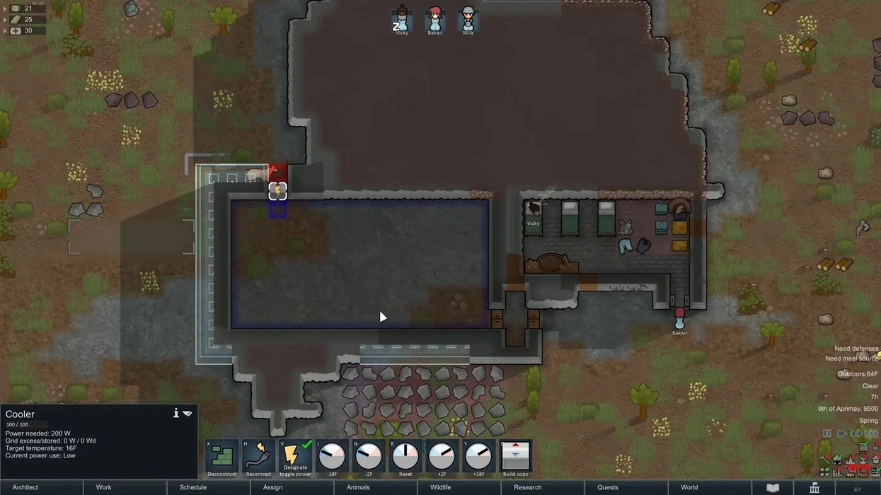 RimWorld gameplay screenshot for PC Steam, illustrating colonists expanding their settlement by constructing new rooms and managing resources efficiently. Activate your key today at RushGame.co