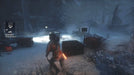 Stealth gameplay screenshot from Rise of the Tomb Raider: 20 Year Celebration Edition on XBOX One, with Lara Croft standing in a snow-covered forest after a headshot stealth kill. Purchase your Xbox CD key at RushGame.co and experience thrilling survival moments