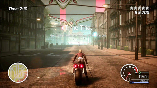 Time trial gameplay from Road Rage on Xbox One, where players race motorcycles through a detailed cityscape. Unlock Road Rage US Xbox One CD Key now at RushGame.co for fast digital delivery and exclusive discounts
