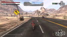 Gameplay scene from Road Redemption Xbox One where a biker navigates desert highways dodging opponents and traffic. Buy and activate your Road Redemption Xbox One digital key from RushGame.co today