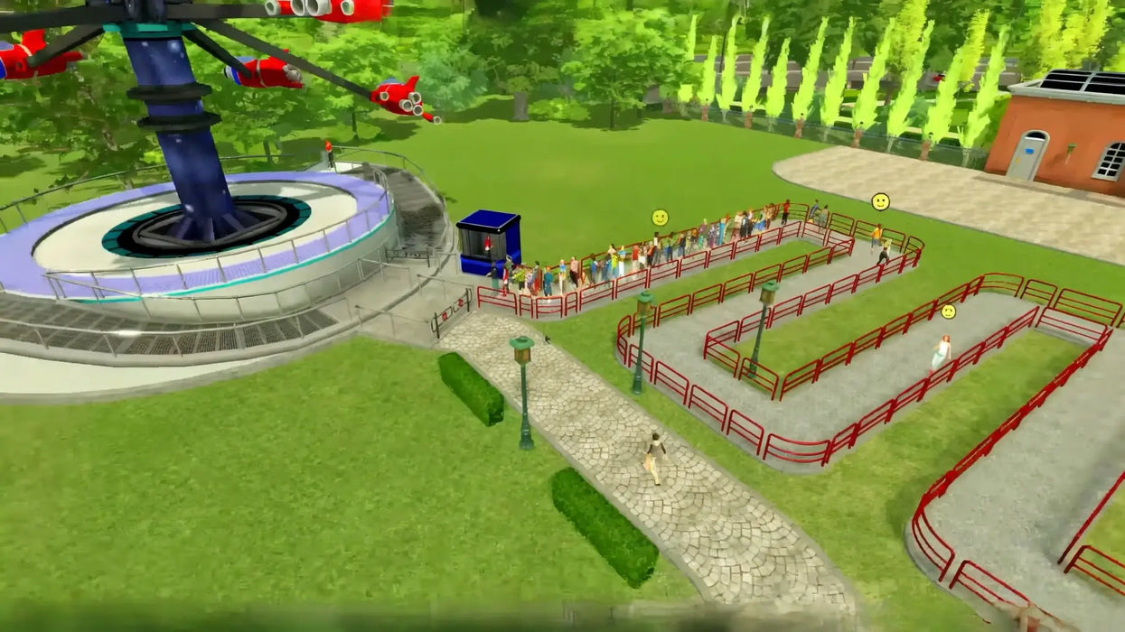 Detailed in-game screenshot of RollerCoaster Tycoon World for Steam, highlighting the excitement of visitors lining up for thrilling rides. Enhance your gaming library with a digital RollerCoaster Tycoon World CD Key from RushGame.co