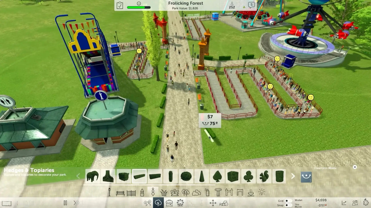Screenshot from RollerCoaster Tycoon World on Steam showing colorful park attractions and vibrant visitor queues, perfect for fans of amusement park simulation games. Buy your RollerCoaster Tycoon World Steam CD Key instantly at RushGame.co and start building your dream theme park!