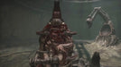 Scorn Deluxe Edition Steam screenshot presenting a disturbing biomechanical creature bound to a grotesque chair in a gloomy chamber, highlighting the game's signature horror art style. Unlock your Scorn Deluxe Edition Steam digital key at RushGame.co