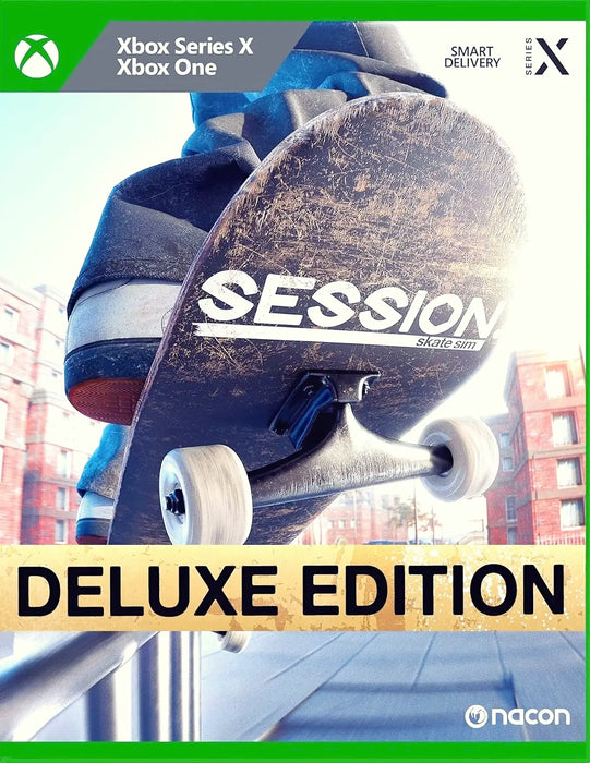 cover art for Session Skate Sim Deluxe Edition for Xbox One and Xbox Series X/S. Buy your digital key instantly at RushGame.co and hit the streets with advanced skateboarding simulation. Get your Session Skate Sim Xbox code for fast and secure delivery!