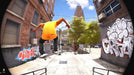 Screenshot from Session Skate Sim Supporter Edition on Steam, featuring a skater performing an ollie down a sunlit urban alley with graffiti walls and realistic cityscape. Get your Session Skate Sim Supporter Edition Steam Key at RushGame.co and start mastering every trick