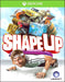 Shape Up Xbox One cover art featuring a playful fitness theme with a man doing push-ups surrounded by arcade machines, cars, and animals. Buy your Shape Up Xbox One code instantly at RushGame.co and start your unique workout adventure today
