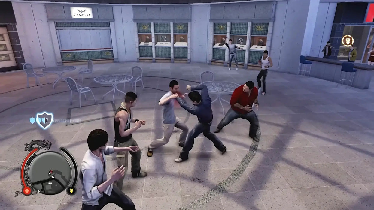 In-game screenshot from Sleeping Dogs Definitive Edition on Steam, showing an intense street fight scene in the heart of Hong Kong. Buy your Sleeping Dogs Steam Key at RushGame.co and dive into a gripping open-world action adventure with instant digital delivery