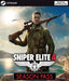 Sniper Elite 4 Season Pass Steam cover featuring the main character with a sniper rifle and Italian coastal scenery. Buy your Steam DLC key at RushGame.co