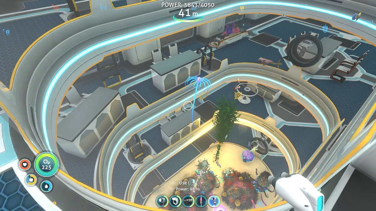 High-tech underwater base interior with aquariums, labs, and futuristic corridors in Subnautica. Purchase your Subnautica Xbox One Key now at RushGame.co and build your base.