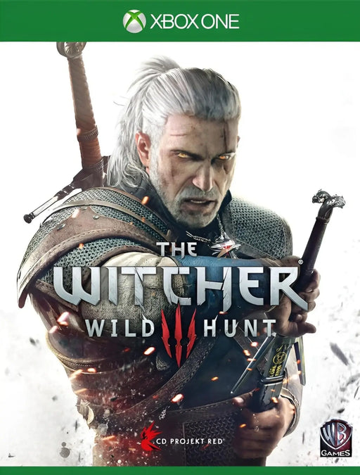 Official cover art of The Witcher 3: Wild Hunt for Xbox One, featuring Geralt with glowing eyes and his iconic steel sword. Purchase your Xbox One Key EU at RushGame.co and dive into one of the greatest RPGs ever made
