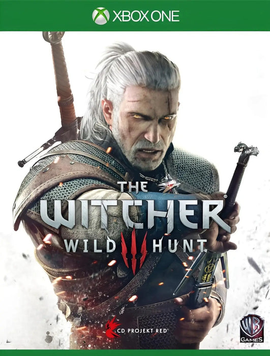 Official cover art of The Witcher 3: Wild Hunt for Xbox One, featuring Geralt with glowing eyes and his iconic steel sword. Purchase your Xbox One Key EU at RushGame.co and dive into one of the greatest RPGs ever made