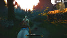Ciri races through a forest on horseback at sunset in The Witcher 3: Wild Hunt, showcasing intense story-driven gameplay. Get your Xbox One Key EU today at RushGame.co and join the adventure of a lifetime