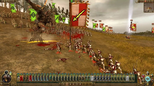 Massive battlefield clash in Total War: Warhammer Trilogy Steam Key, with infantry and a towering monster fighting in a real-time strategy war. Buy the game today at RushGame.co for instant code delivery