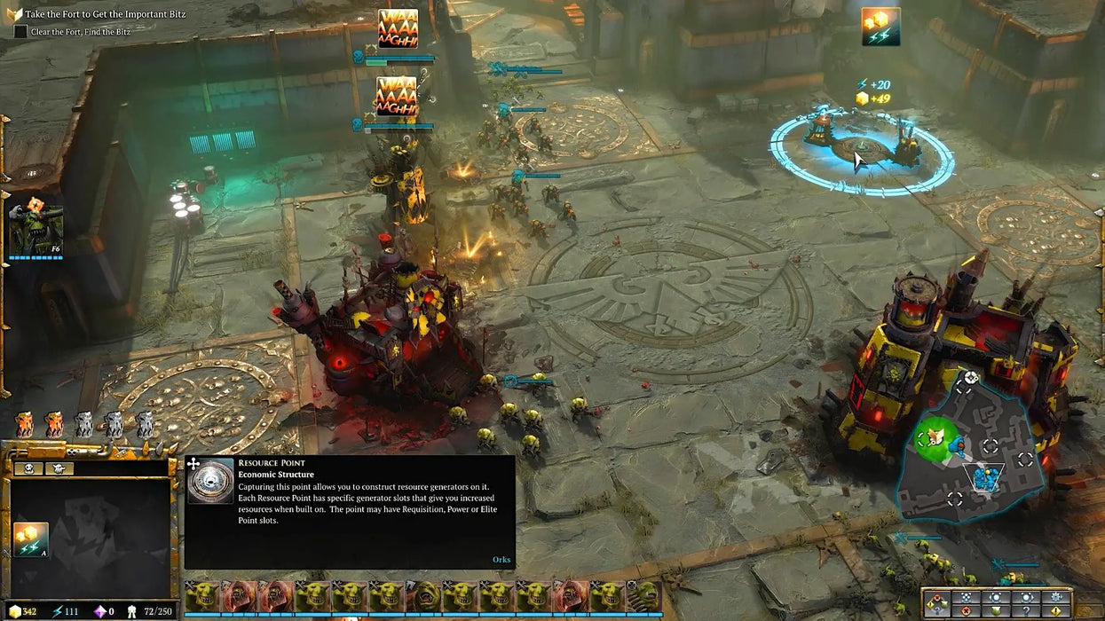 Warhammer 40,000 Dawn of War 3 gameplay – Ork assault: Ork army launching an attack on enemy fortifications with heavy weaponry in Warhammer 40,000 Dawn of War 3, Steam key offered at RushGame.co